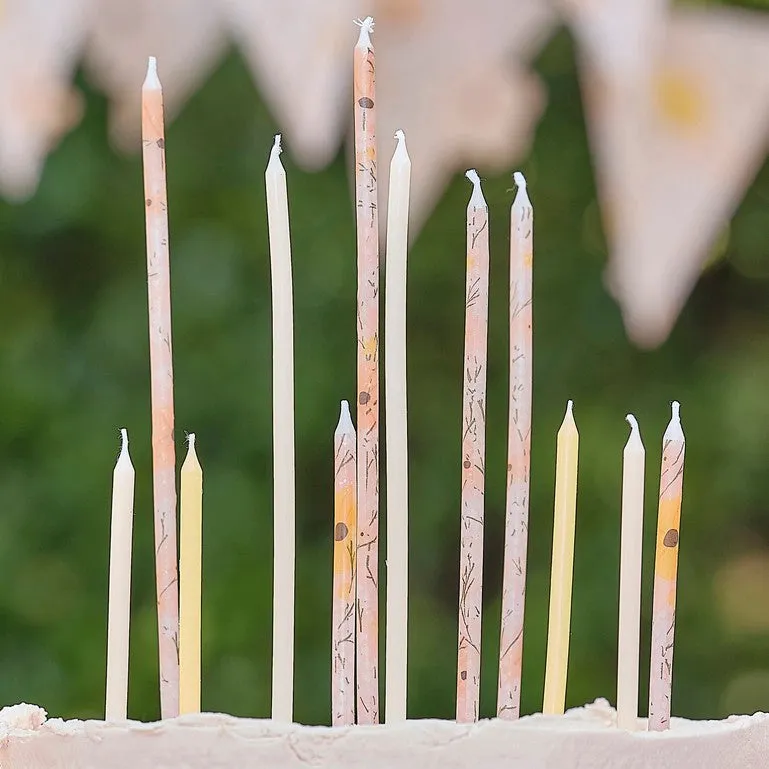 Tall Floral Cake Candles - Pack of 12