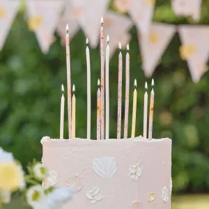 Tall Floral Cake Candles - Pack of 12