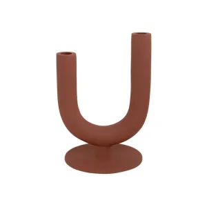 Textured Metal Double Taper Candle Holder (Russet)