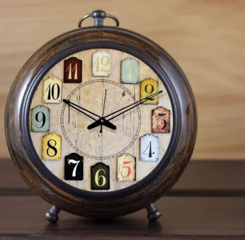 Wooden Table Clock Vintage Antique Style Table Clock Nautical Handmade Wooden Table Clock Antique Designer Clock Best Gift Item Brown